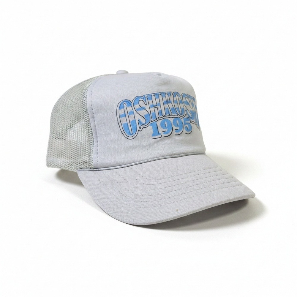 Vintage OshKosh 1995‎ Trucker Hat Gray Blue Mesh Snapback Cap 90s